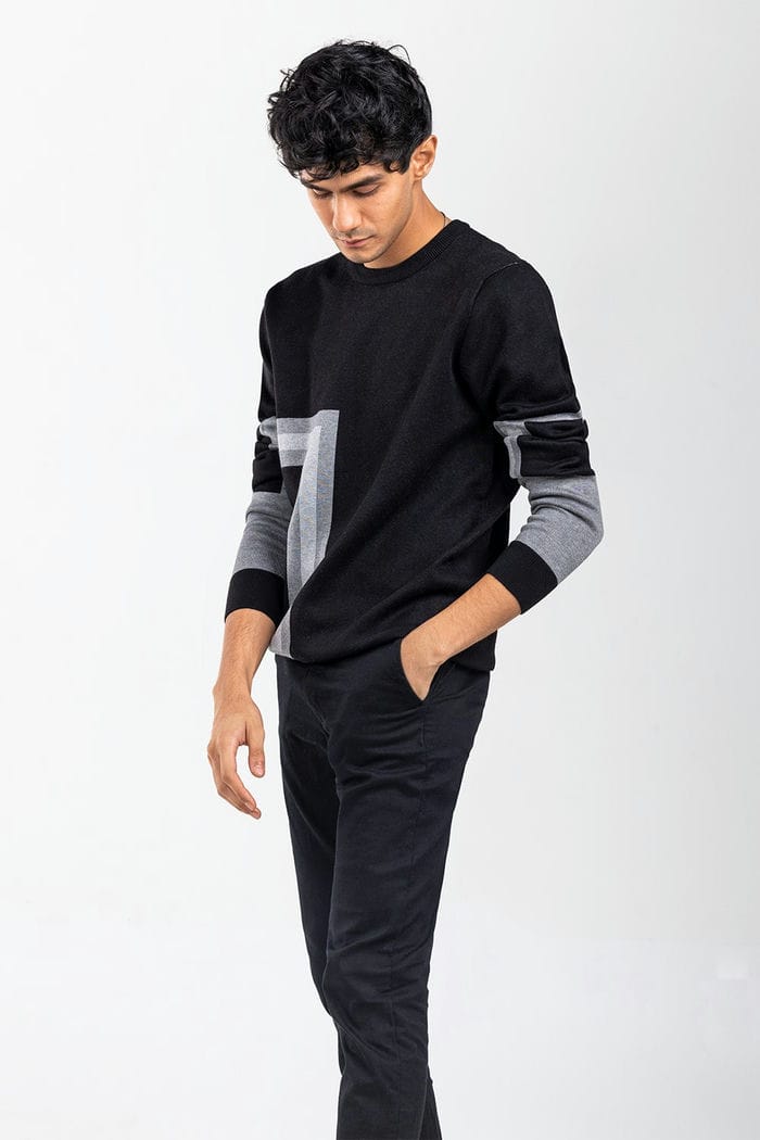 Black-Grey Fashion Sweater FS-SWT-VPN-FD-418-01