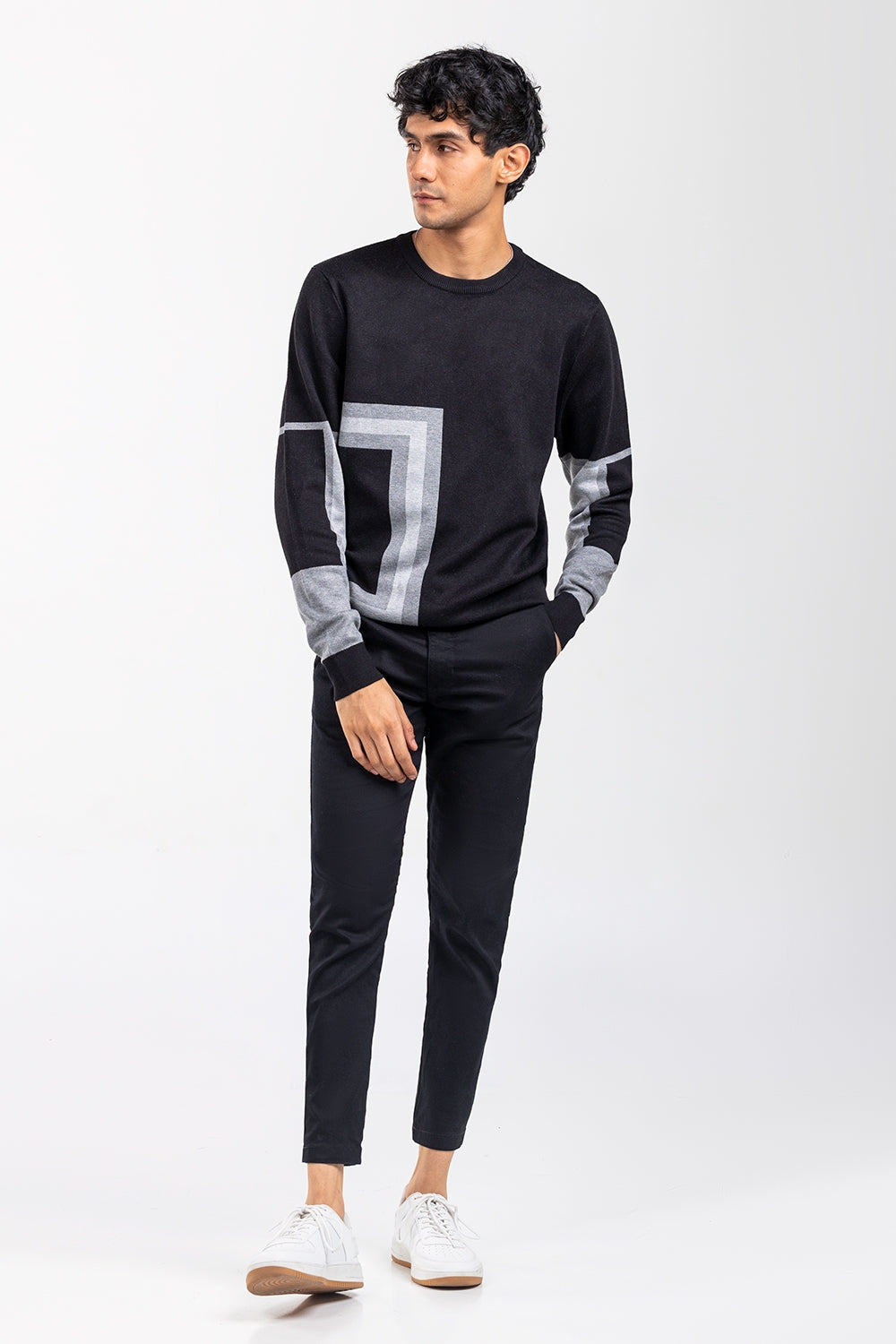 Black-Grey Fashion Sweater FS-SWT-VPN-FD-418-01