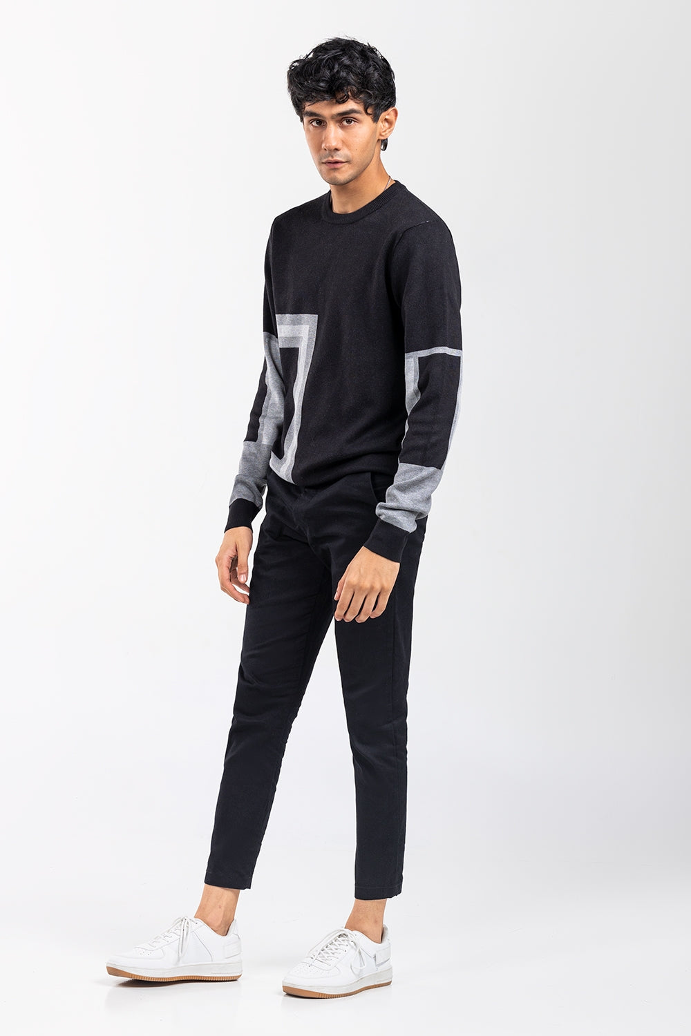 Black-Grey Fashion Sweater FS-SWT-VPN-FD-418-01