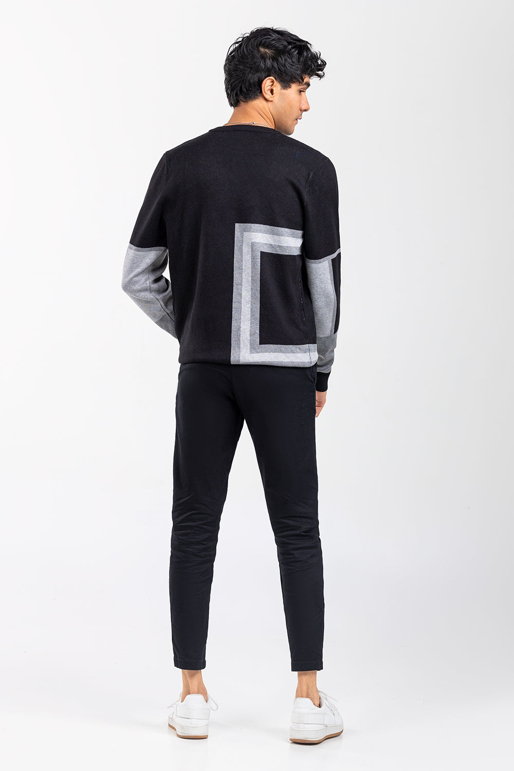 Black-Grey Fashion Sweater FS-SWT-VPN-FD-418-01