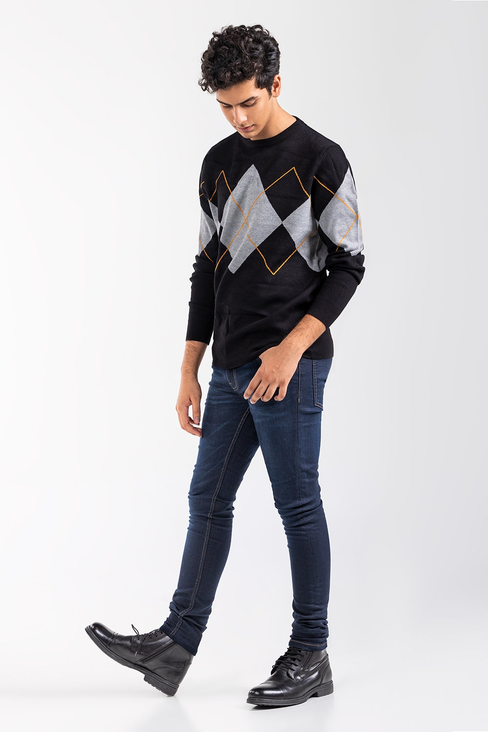 Black-Grey Fashion Sweater FS-SWT-VPN-FD-434-01