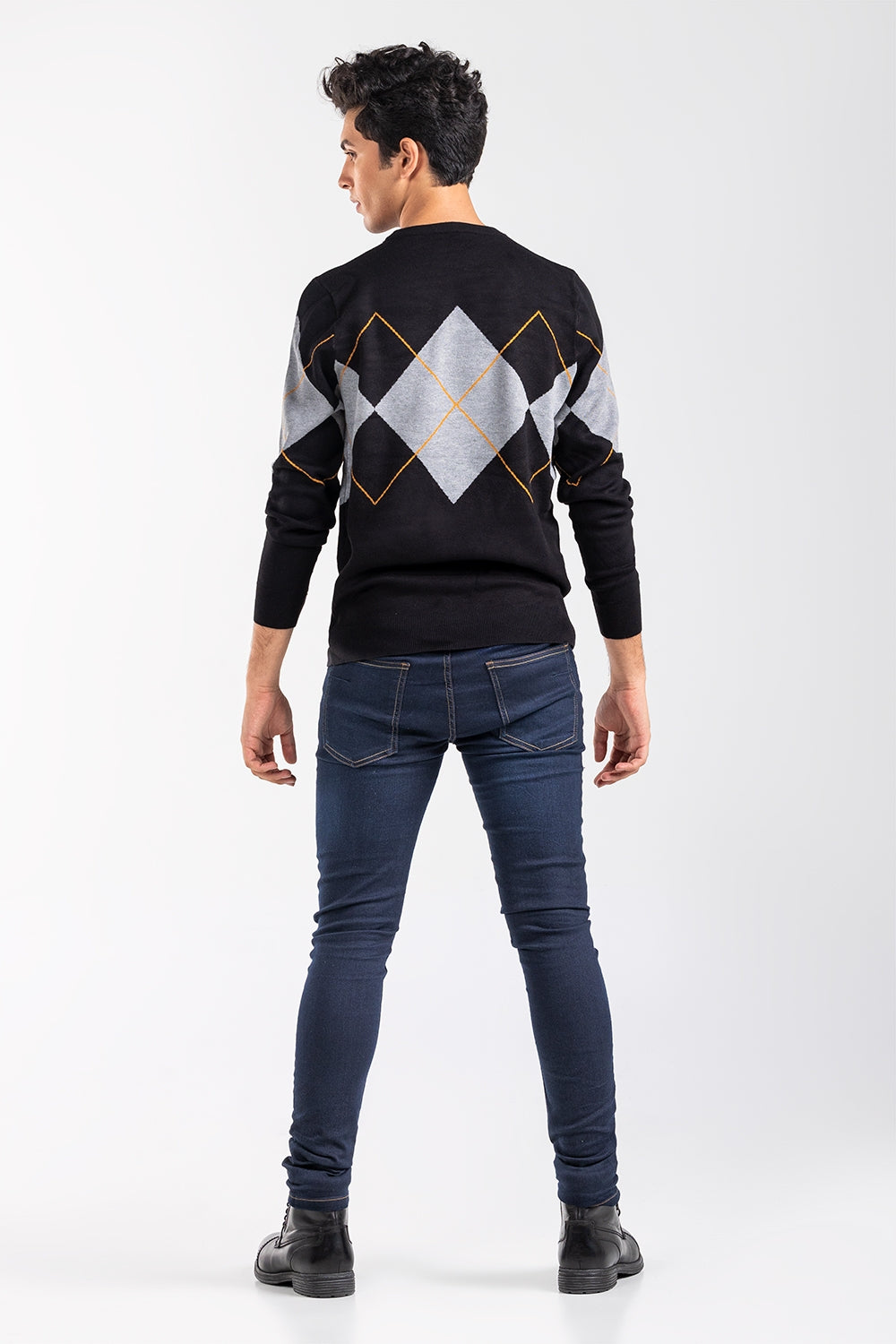 Black-Grey Fashion Sweater FS-SWT-VPN-FD-434-01