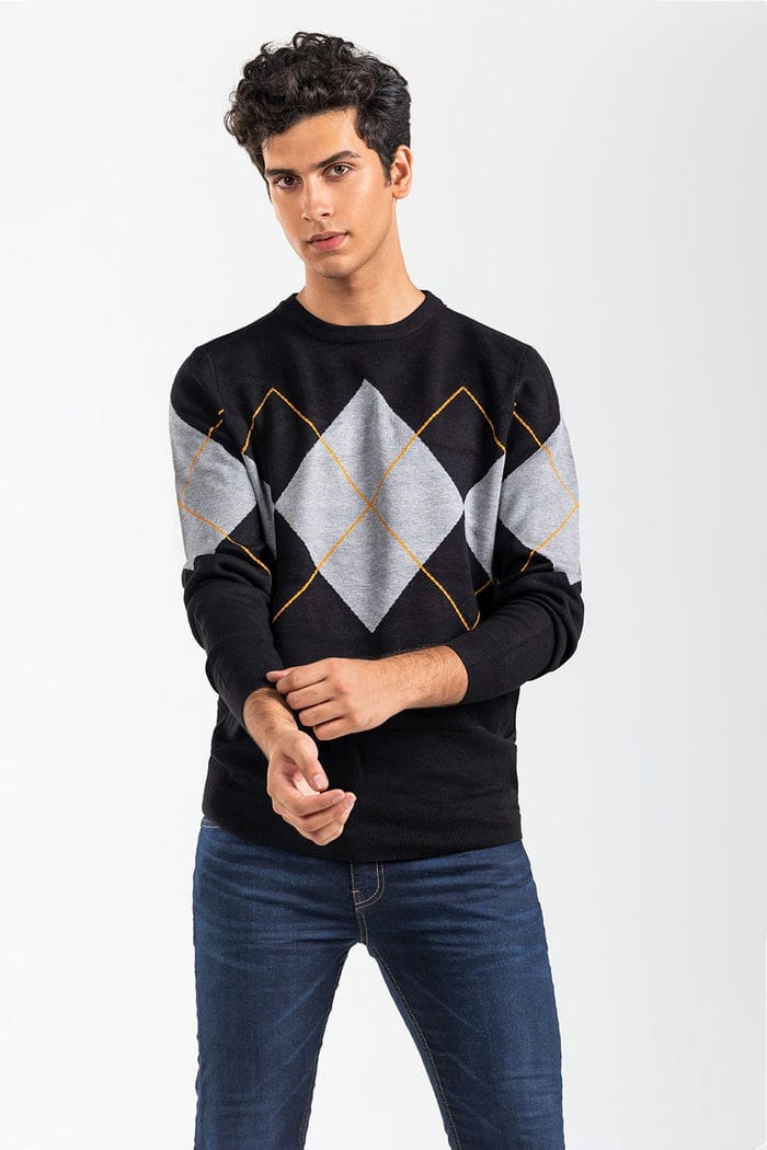 Black-Grey Fashion Sweater FS-SWT-VPN-FD-434-01