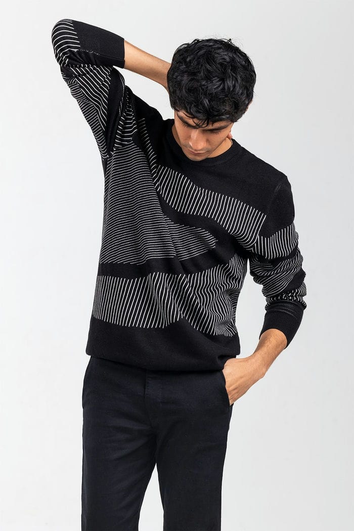 Black-Grey Fashion Sweater FS-SWT-VPN-FD-440-01