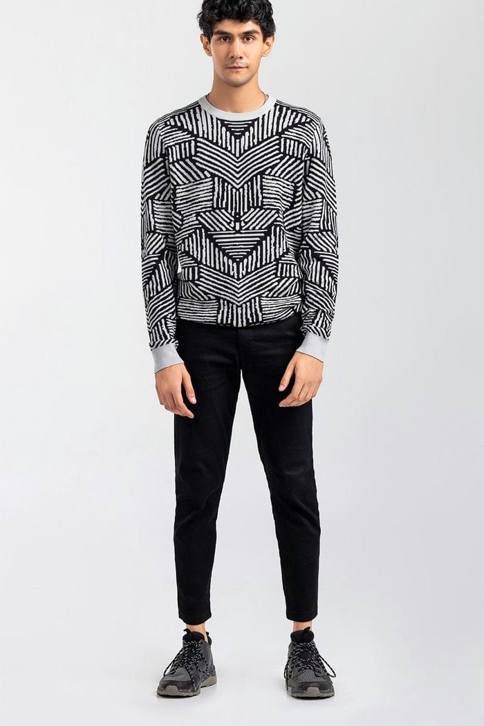 Black-Grey Fashion Sweater FS-SWT-VPN-FD-446-01