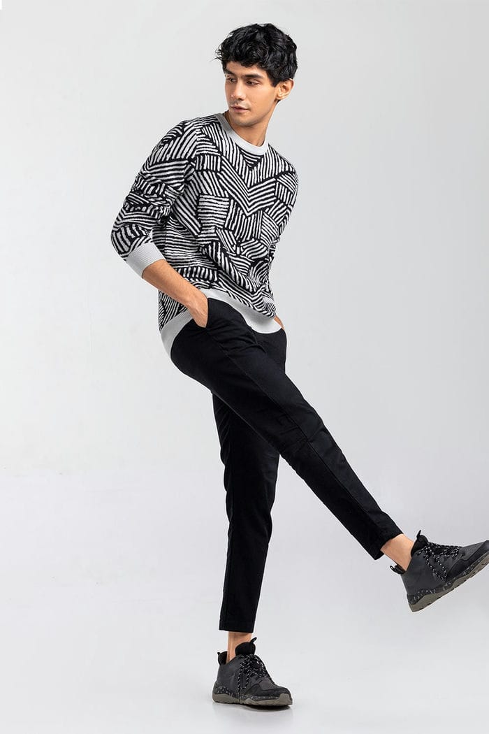 Black-Grey Fashion Sweater FS-SWT-VPN-FD-446-01