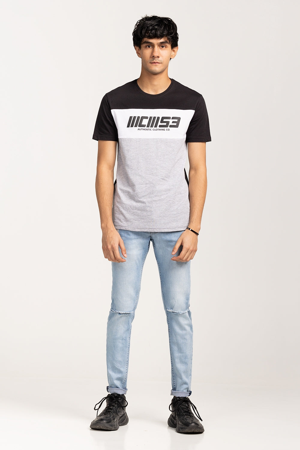 Black-Grey Fashion T-Shirt JGP-URB-D225