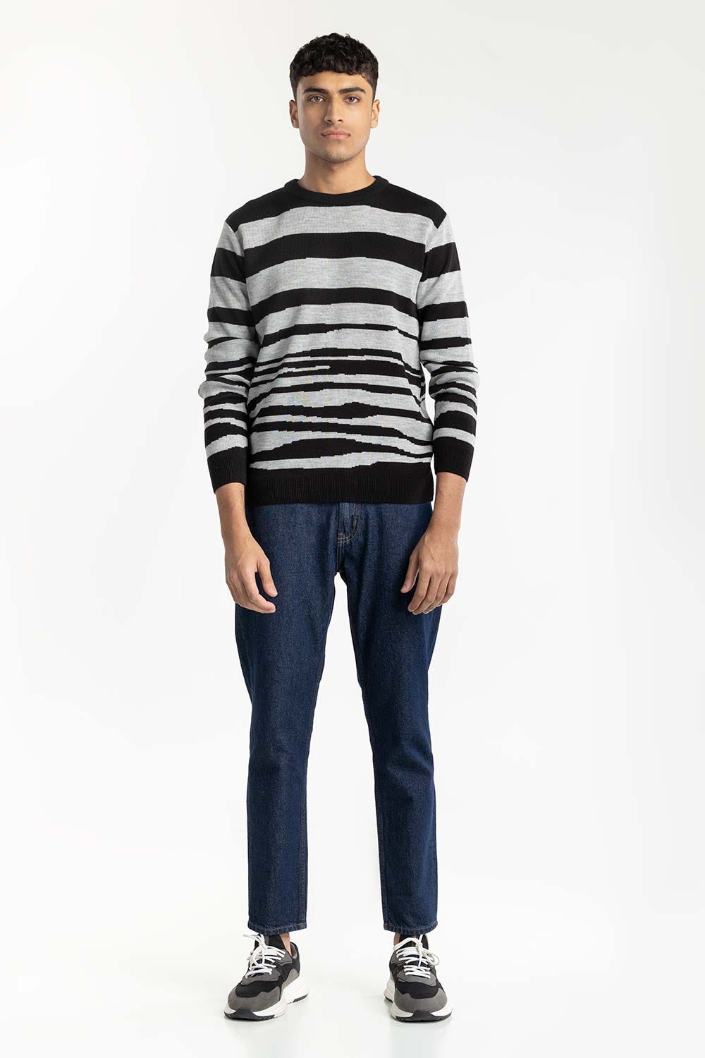 Abstract Striped Sweater 224-111-056