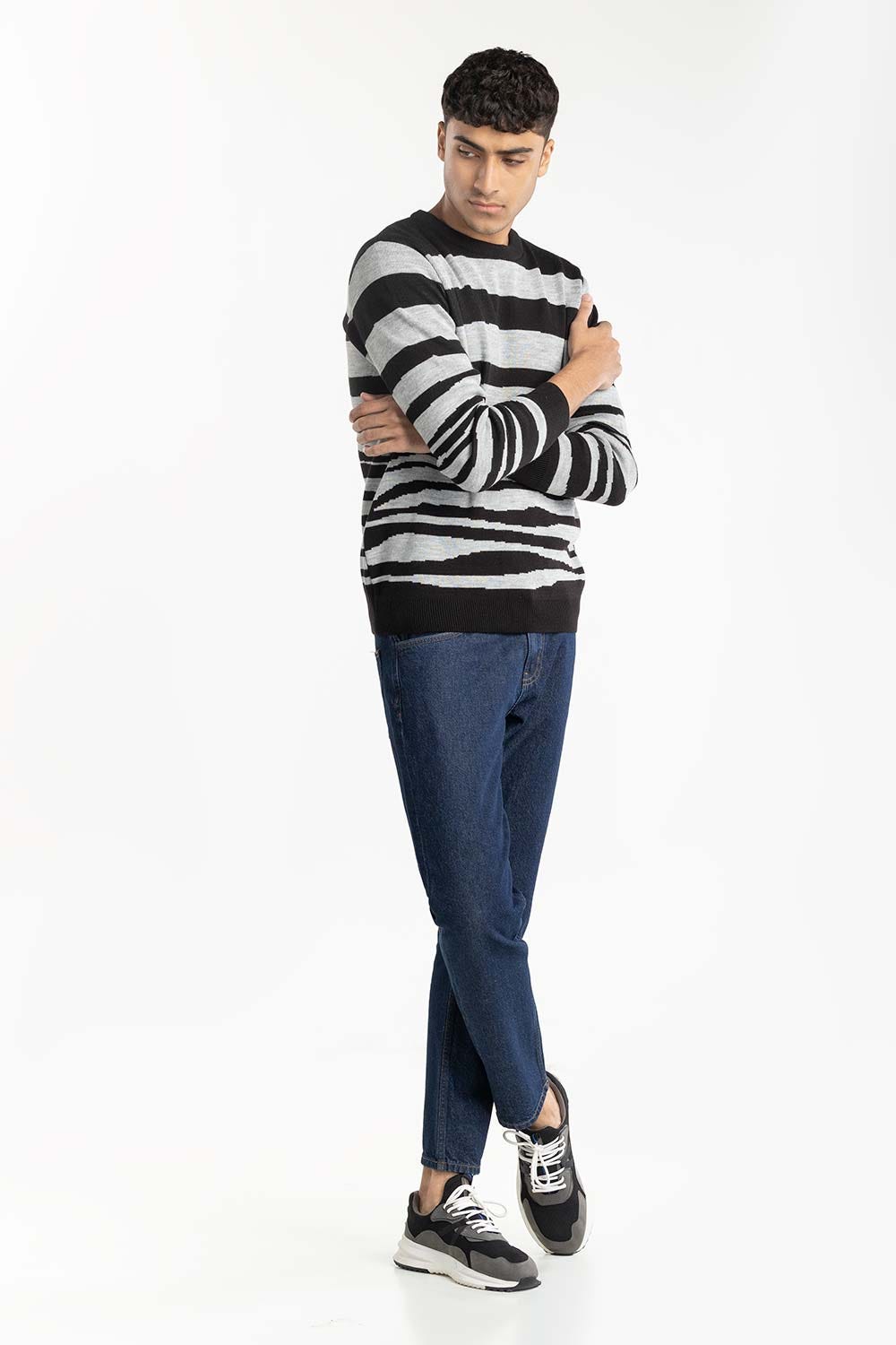 Abstract Striped Sweater 224-111-056