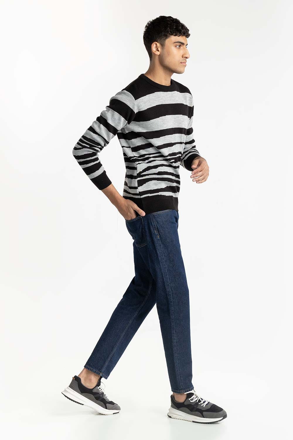 Abstract Striped Sweater 224-111-056