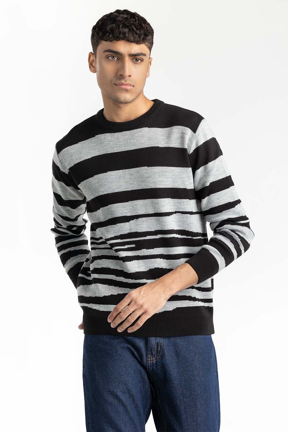 Abstract Striped Sweater 224-111-056