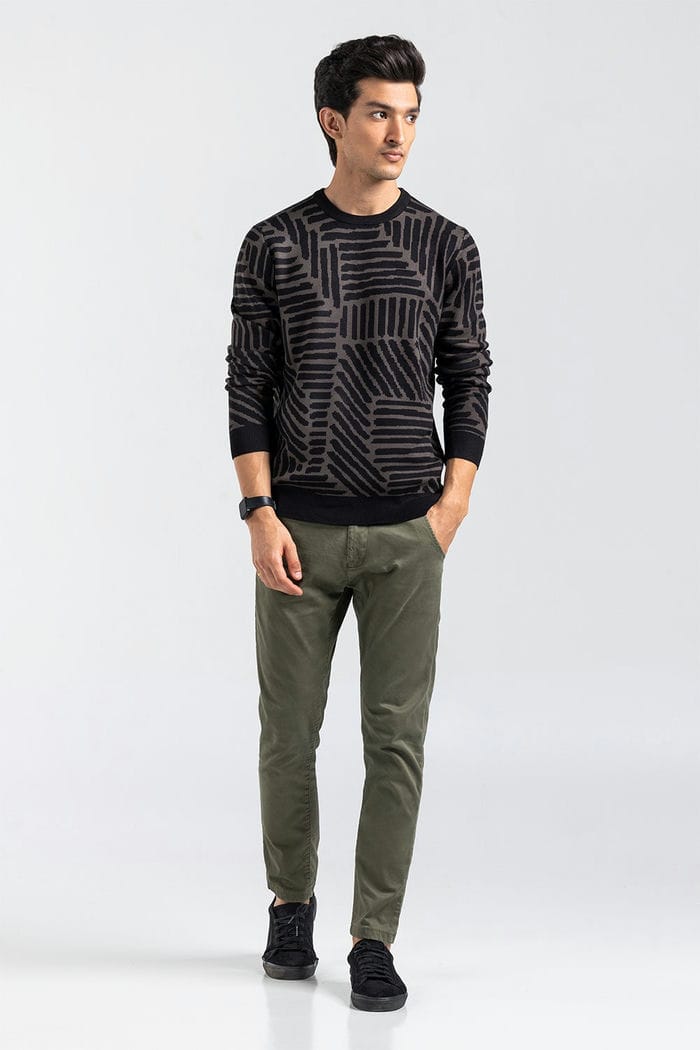 Black-Olive Fashion Sweater FS-SWT-VPN-FD-442-01