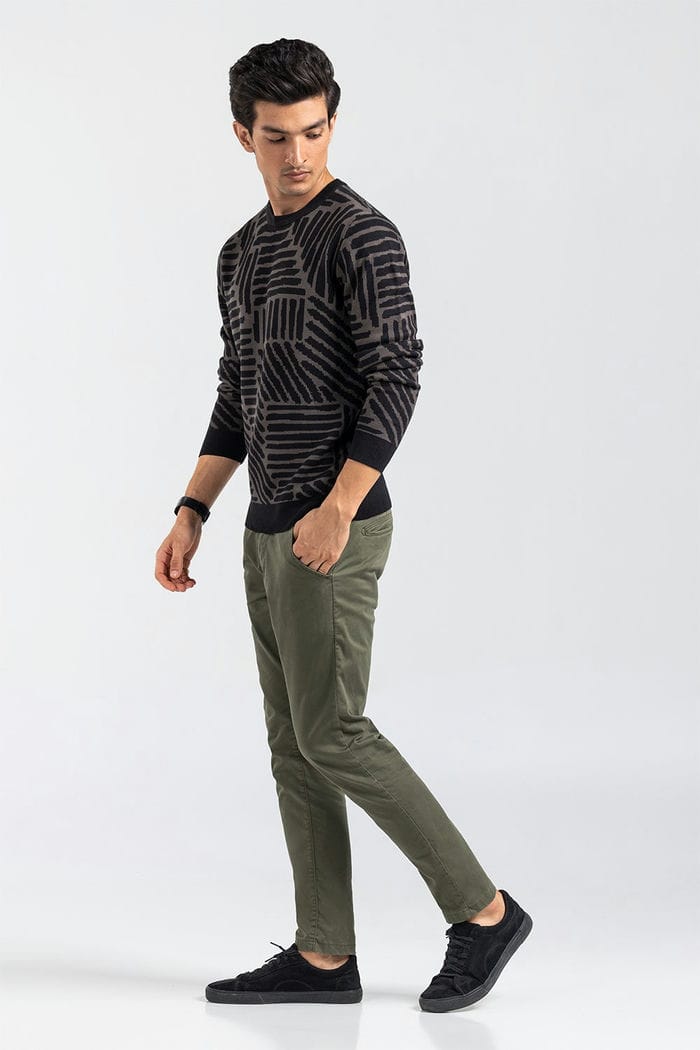 Black-Olive Fashion Sweater FS-SWT-VPN-FD-442-01