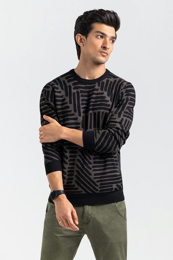 Black-Olive Fashion Sweater FS-SWT-VPN-FD-442-01