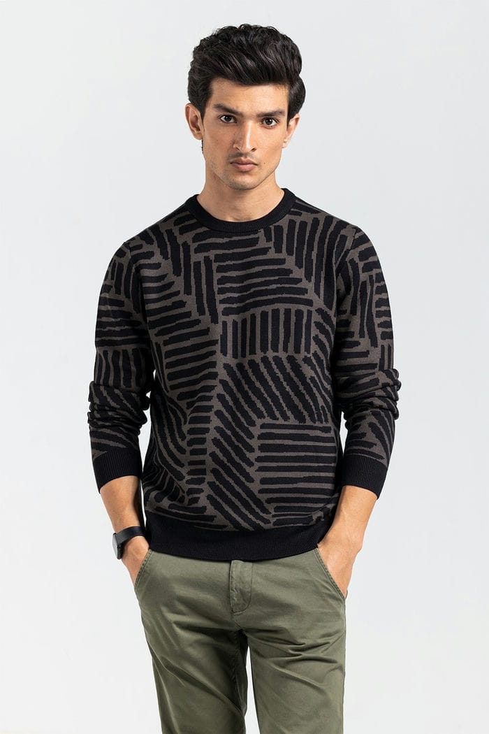 Black-Olive Fashion Sweater FS-SWT-VPN-FD-442-01