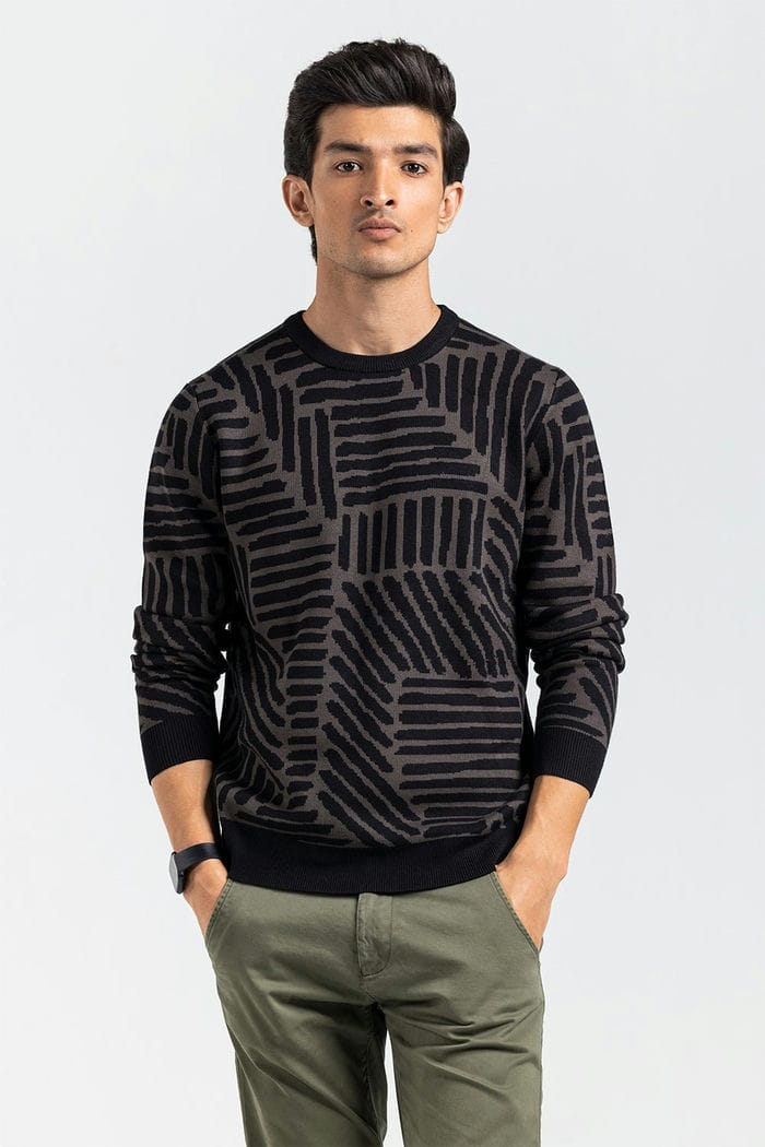 Black-Olive Fashion Sweater FS-SWT-VPN-FD-442-01