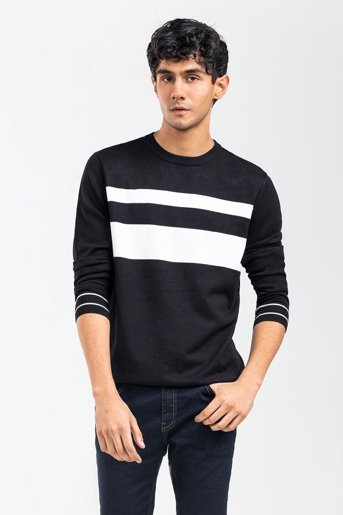 Black-White Fashion Sweater FS-SWT-VPN-FD-447-01