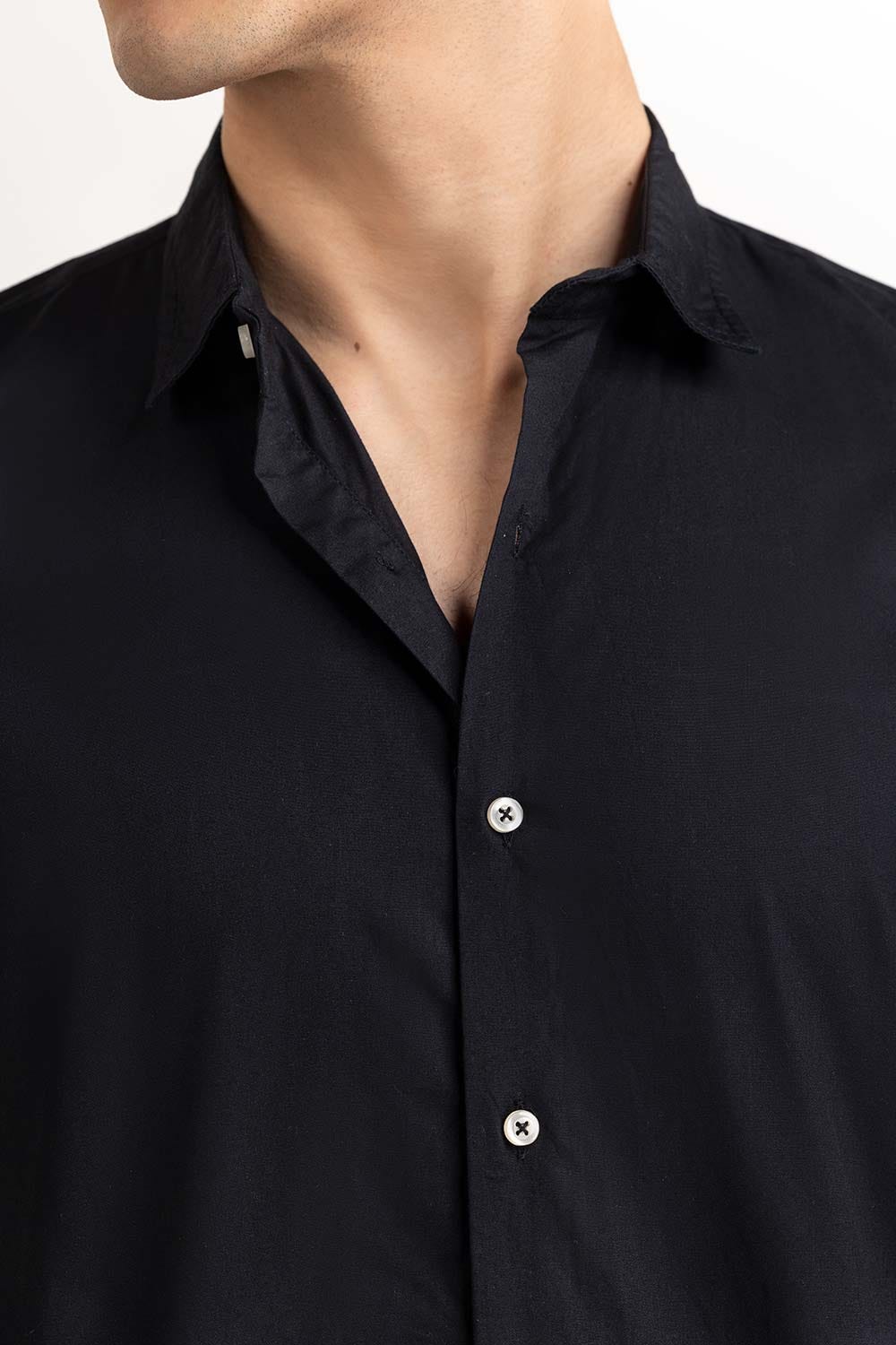Black Basic Casual Shirt 224-117-042