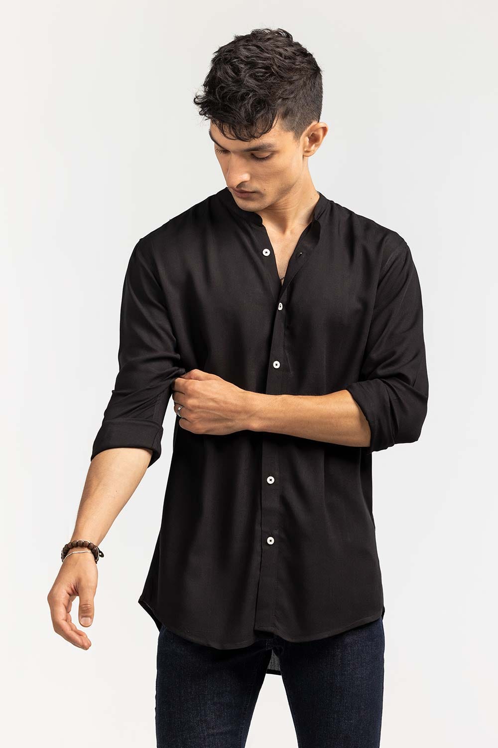 Black Basic Casual Shirt CS-PD22-003