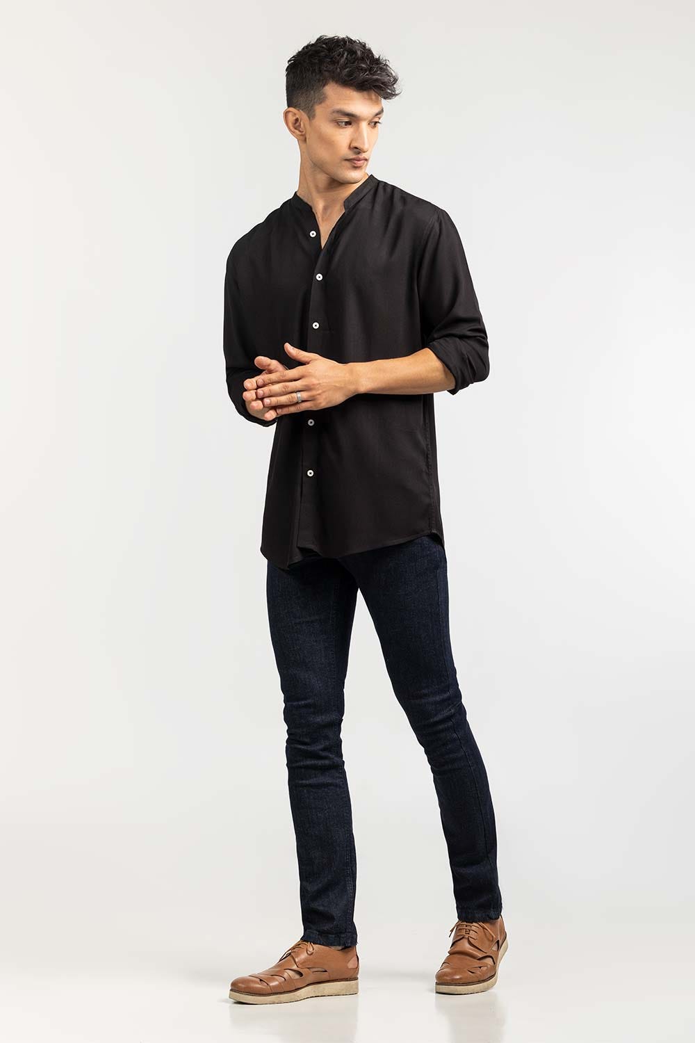 Black Basic Casual Shirt CS-PD22-003