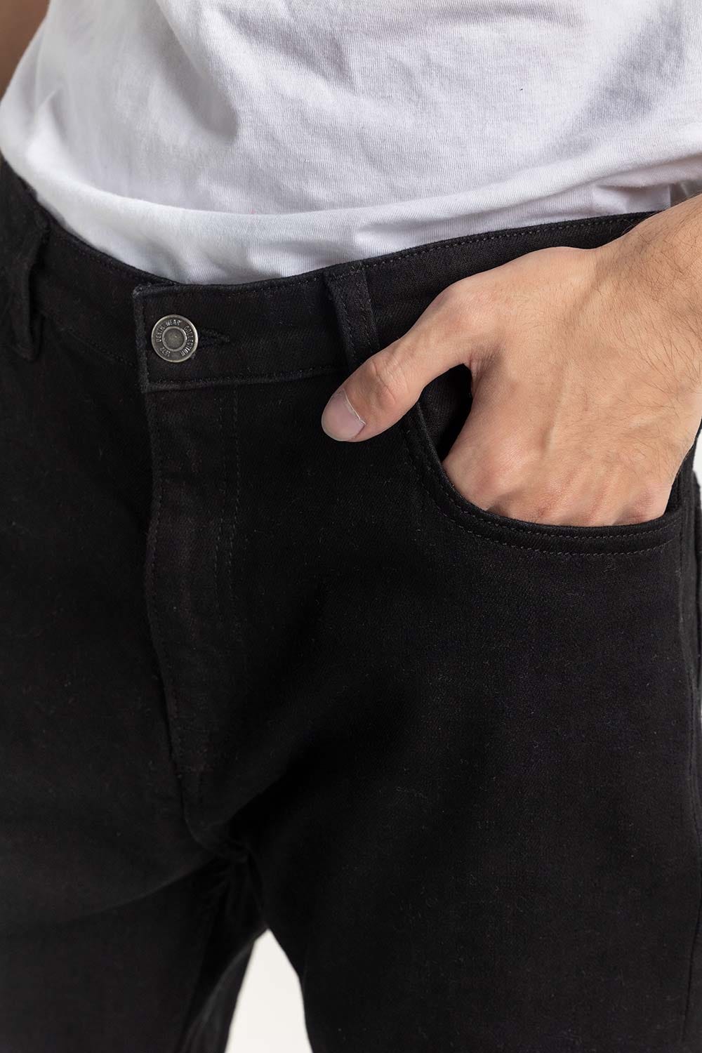 Black Basic Carrot Seamless Jeans 224-121-011