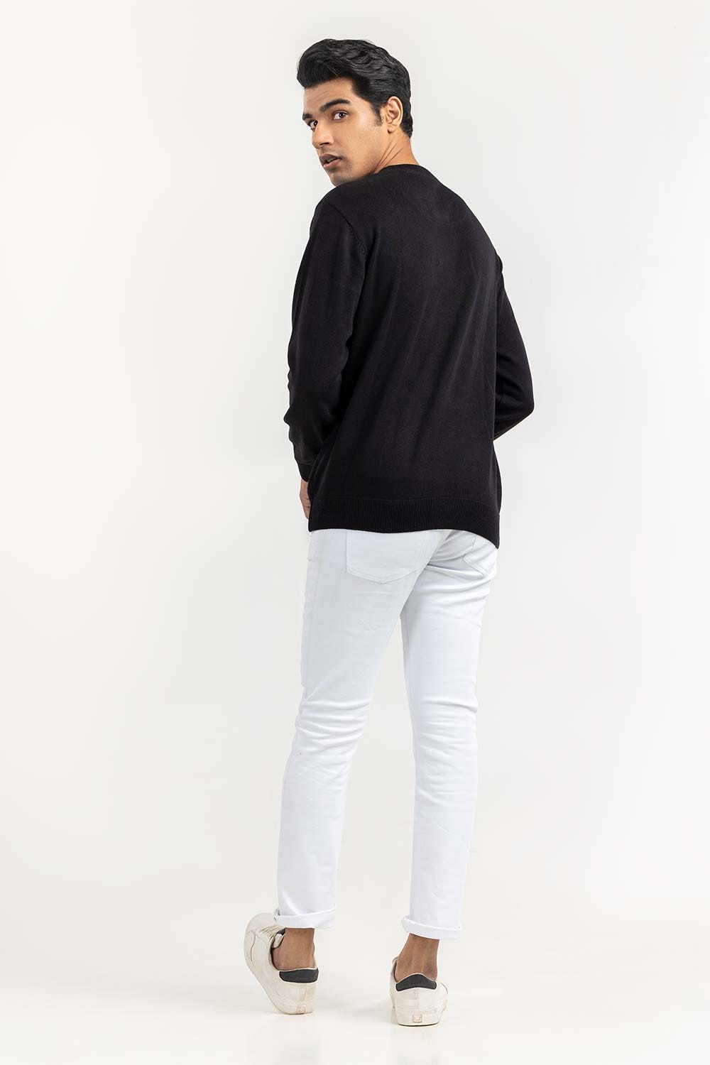 Black Basic Crew Neck Sweater SWT-BFSCN-22-007
