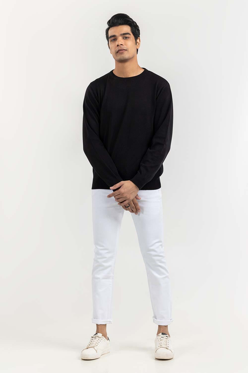 Black Basic Crew Neck Sweater SWT-BFSCN-22-007