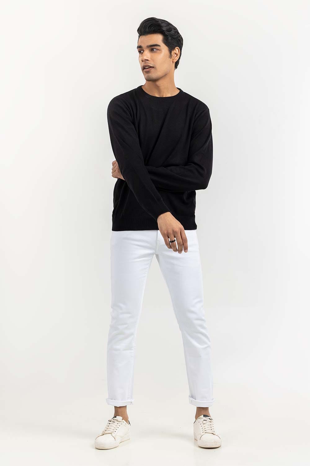 Black Basic Crew Neck Sweater SWT-BFSCN-22-007