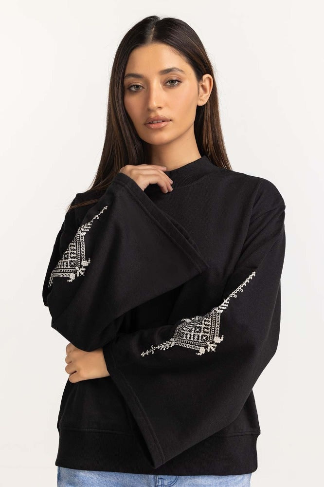 Black Basic Knitted Sweatshirt WM-SWS-WS23-003