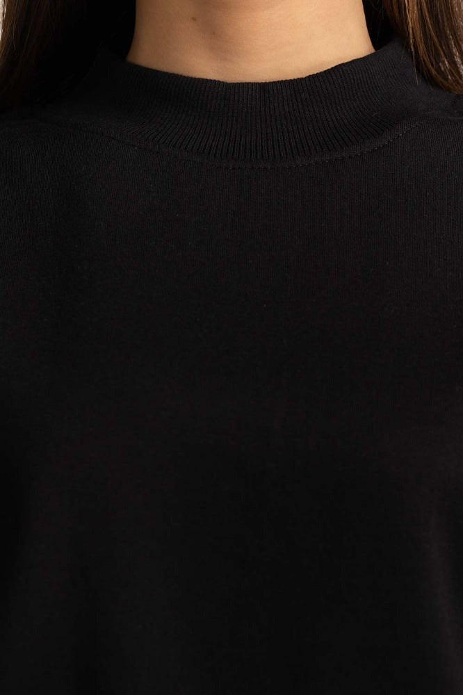 Black Basic Knitted Sweatshirt WM-SWS-WS23-003