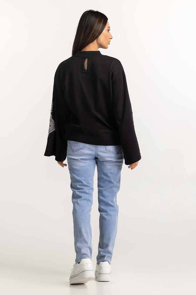 Black Basic Knitted Sweatshirt WM-SWS-WS23-003