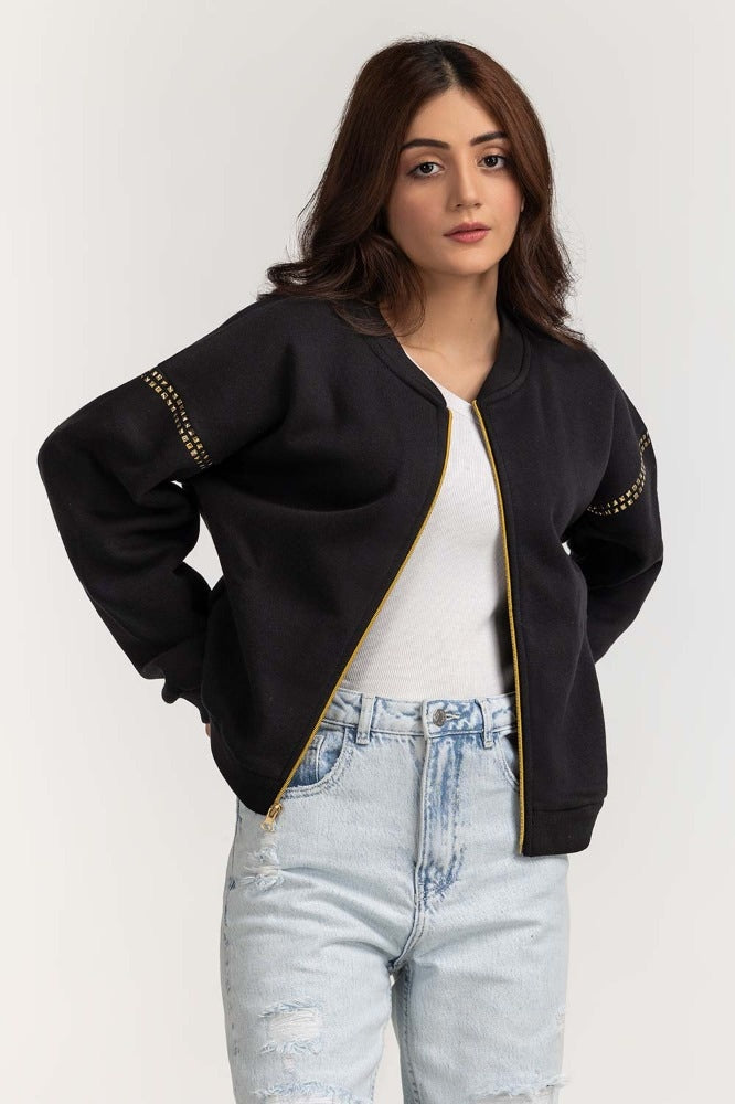 Black Basic Knitted Sweatshirt WM-SWS-WS23-006