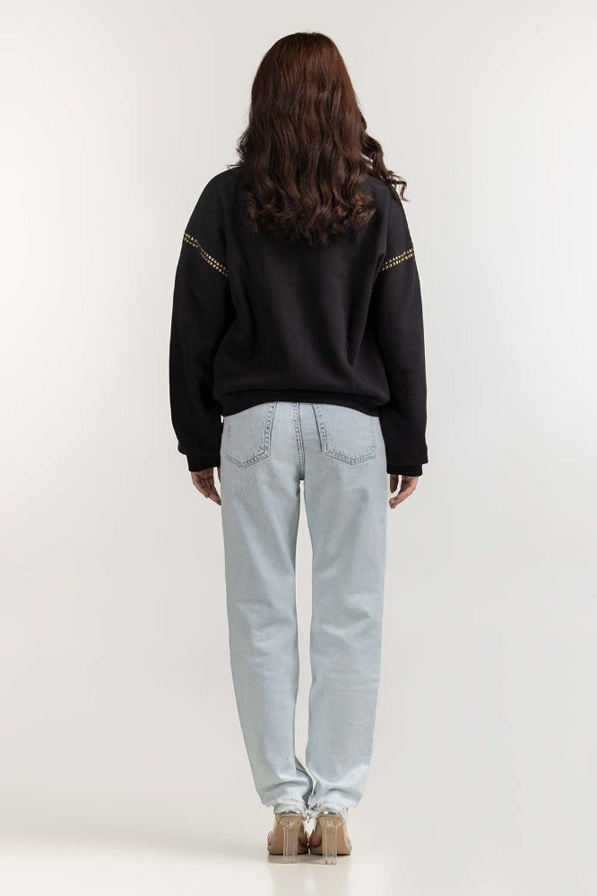 Black Basic Knitted Sweatshirt WM-SWS-WS23-006