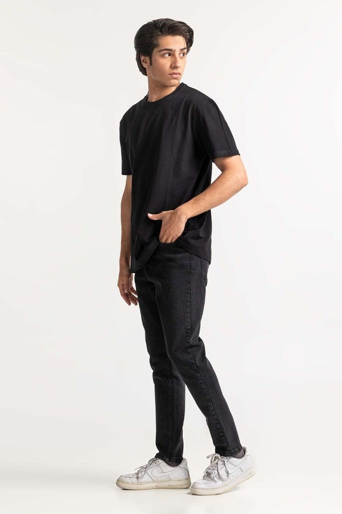 Black Basic Pique Tee MN-TS-BS-WS23-521