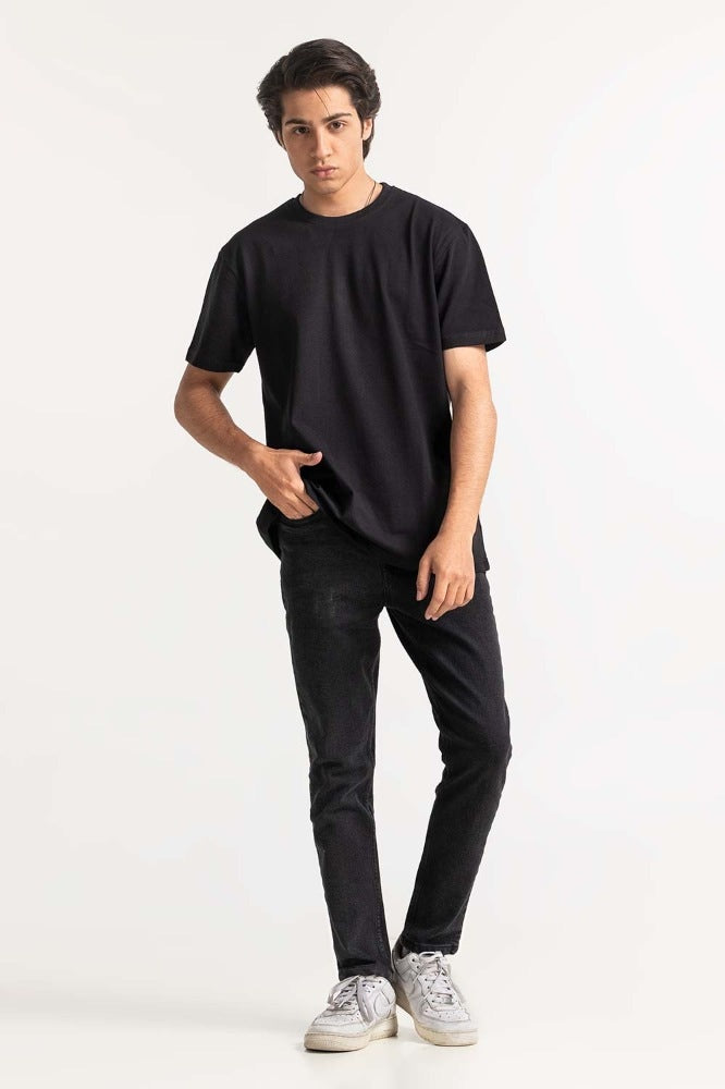 Black Basic Pique Tee MN-TS-BS-WS23-521