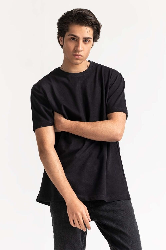 Black Basic Pique Tee MN-TS-BS-WS23-521
