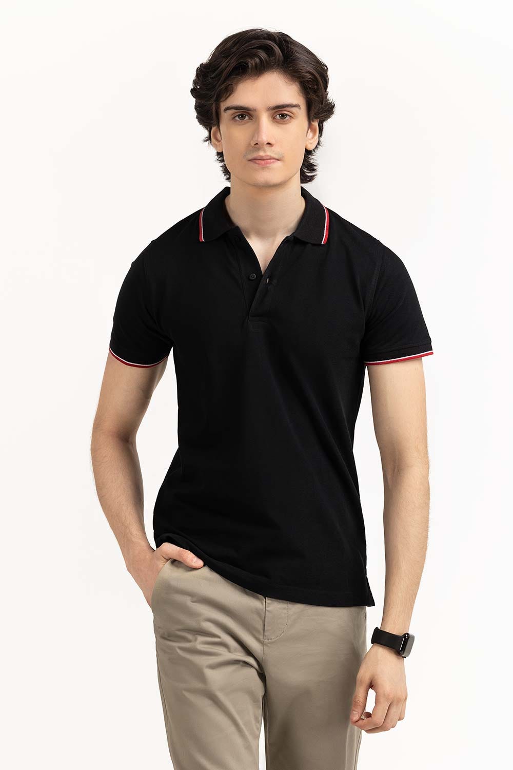 Black Basic Polo PS-FPK23-016