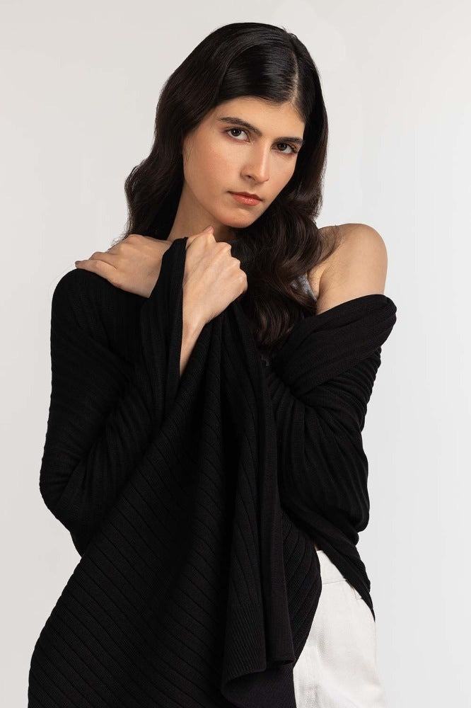 Black Basic Shawl WM-SWT-WS23-108