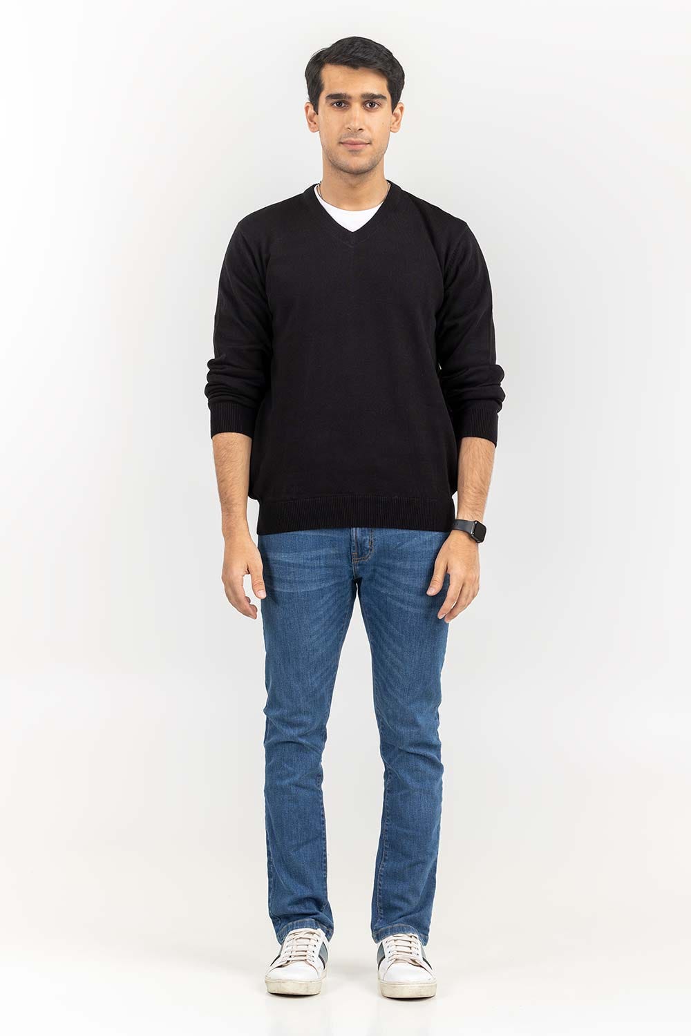 Black Basic V-Neck Sweater SWT-BFSVN-22-001