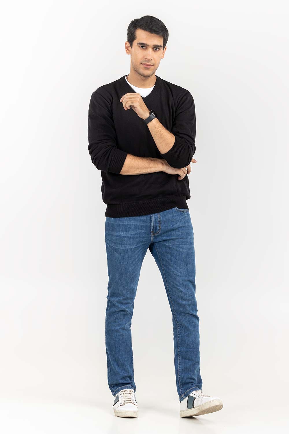 Black Basic V-Neck Sweater SWT-BFSVN-22-001