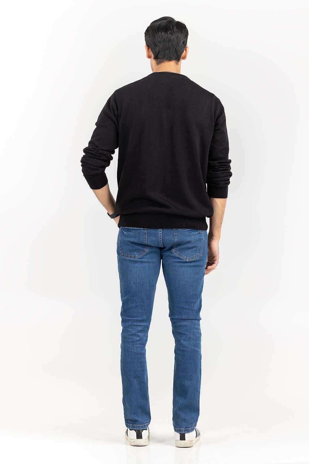 Black Basic V-Neck Sweater SWT-BFSVN-22-001