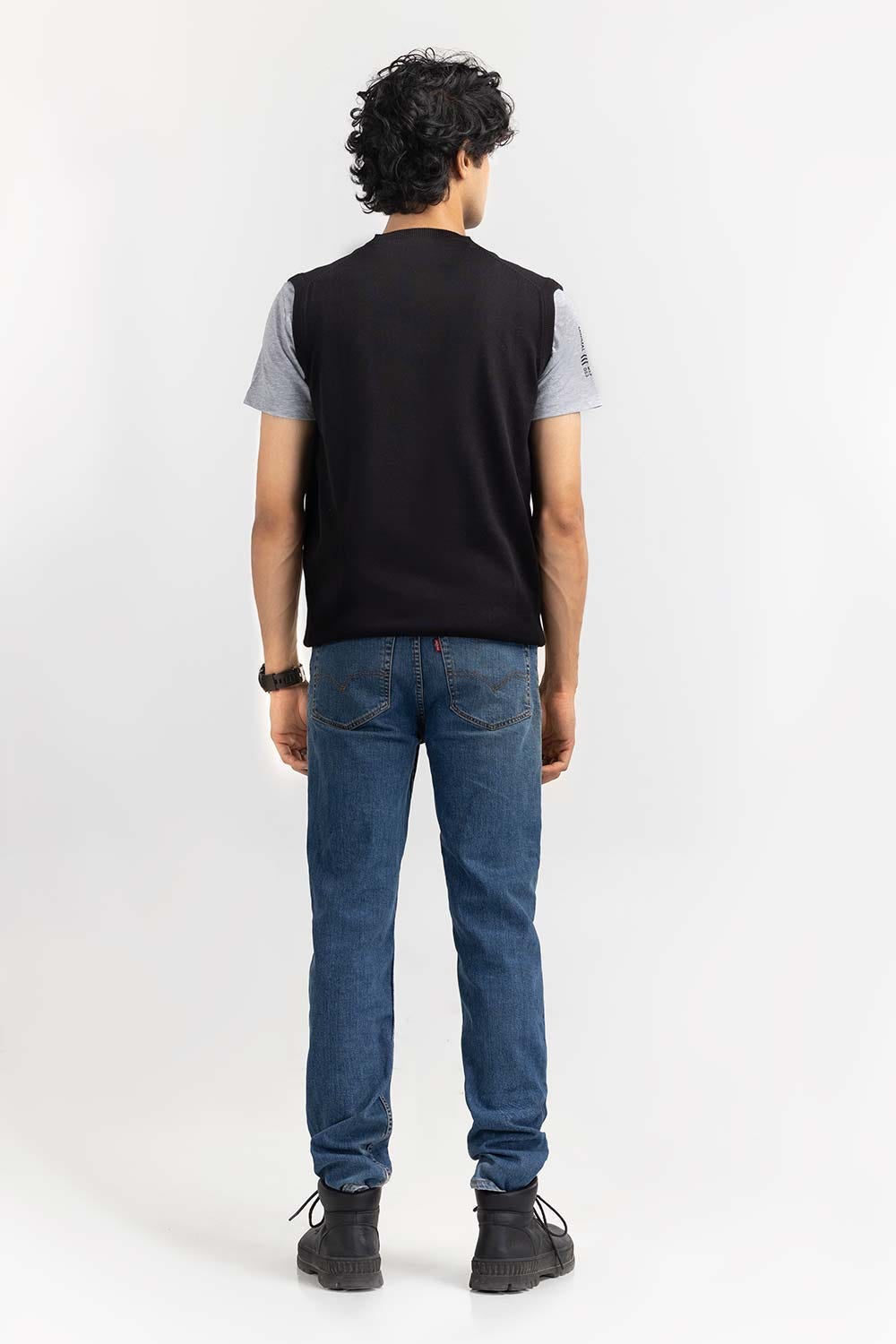 Black Basic V Neck Sleeveless Sweater SWT-BSLVN-22-009