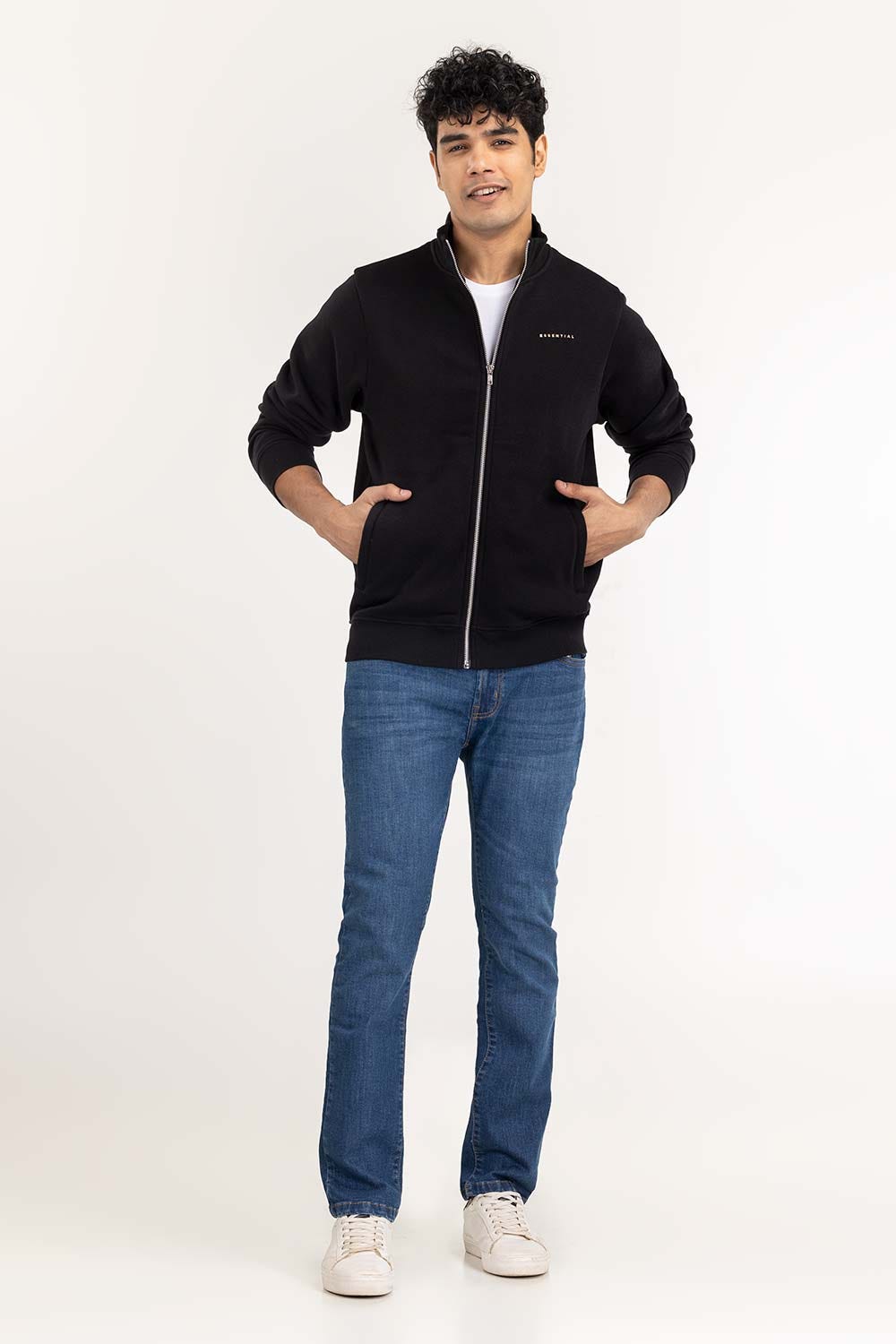 Black Basic Zipper JKT-KNTMNZ22-050