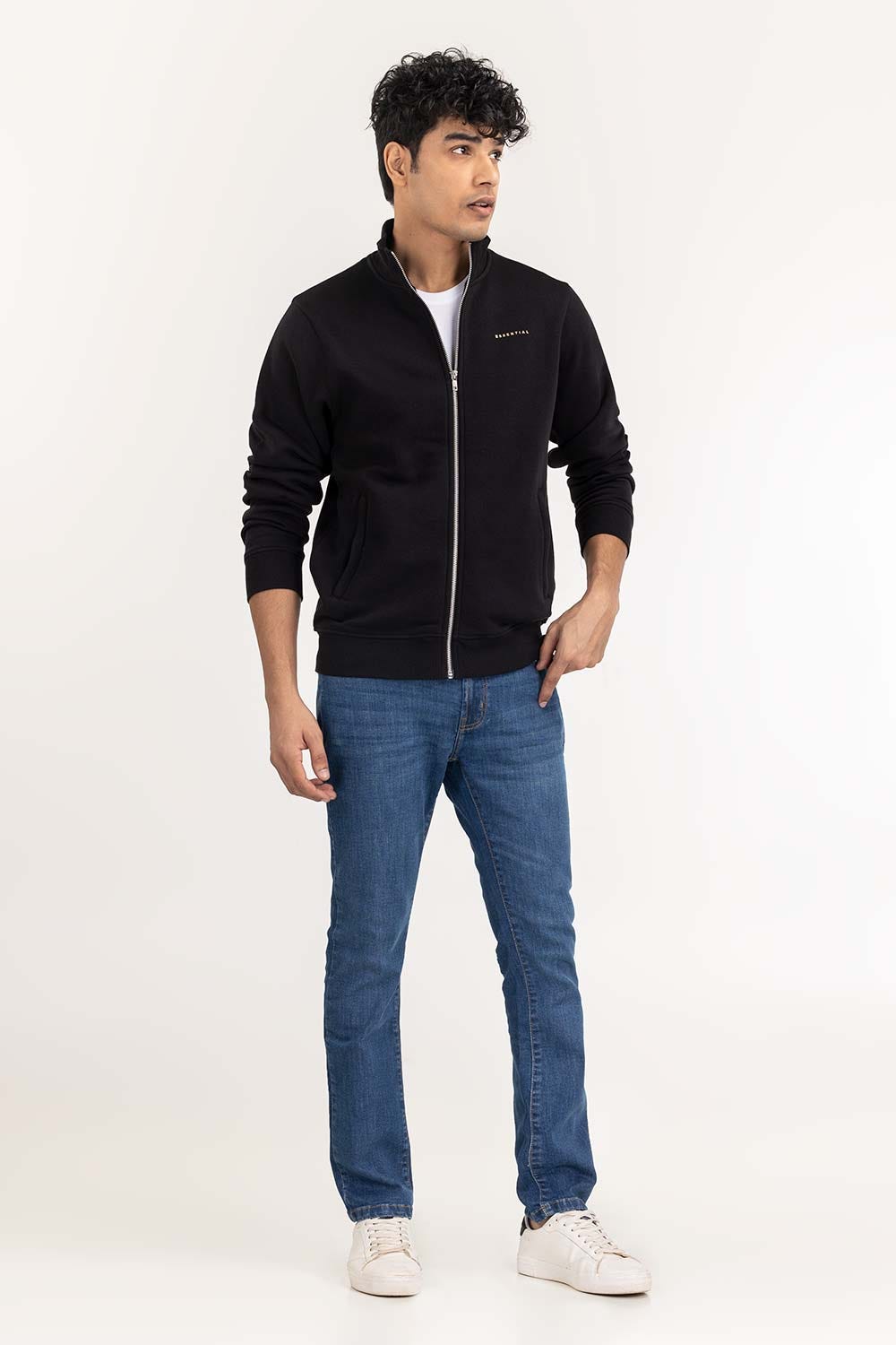 Black Basic Zipper JKT-KNTMNZ22-050