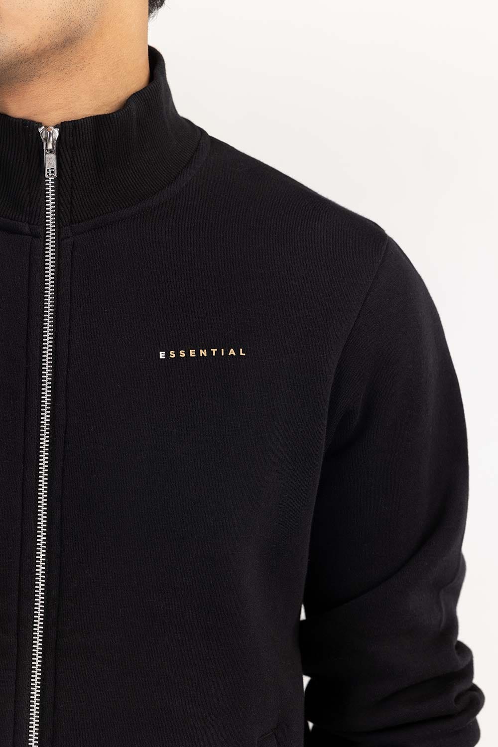 Black Basic Zipper JKT-KNTMNZ22-050