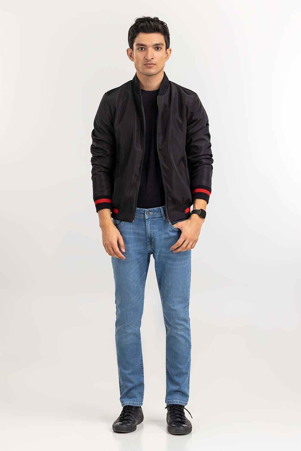 Black Bomber Jacket JKT-WOV22-013