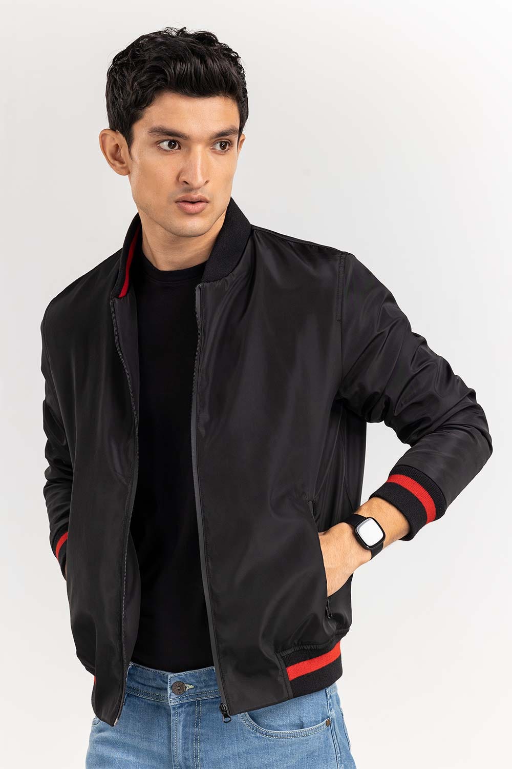 Black Bomber Jacket JKT-WOV22-013