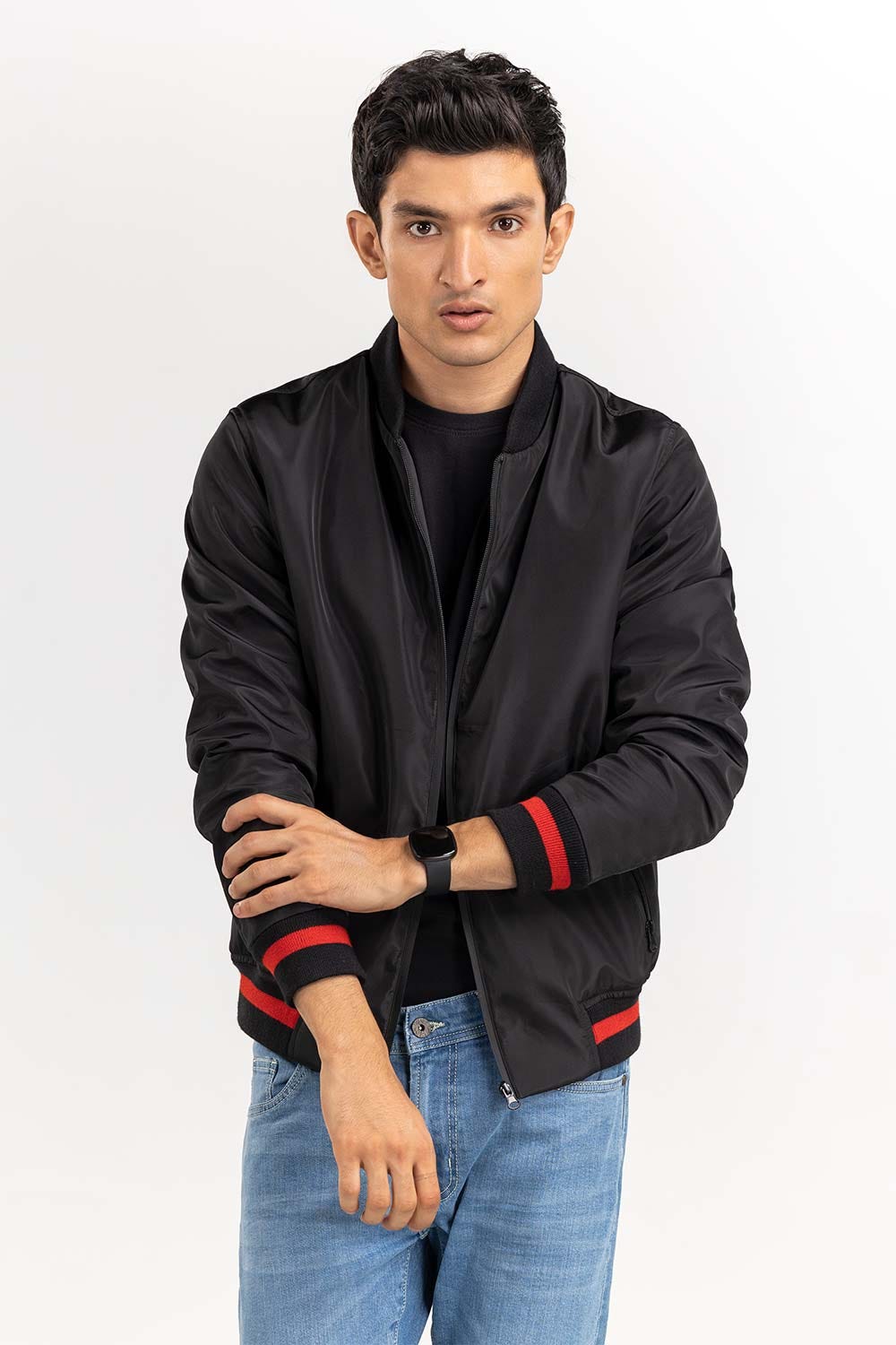 Black Bomber Jacket JKT-WOV22-013