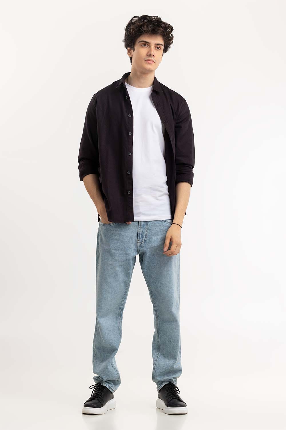 Black Button Down Shirt 224-117-036