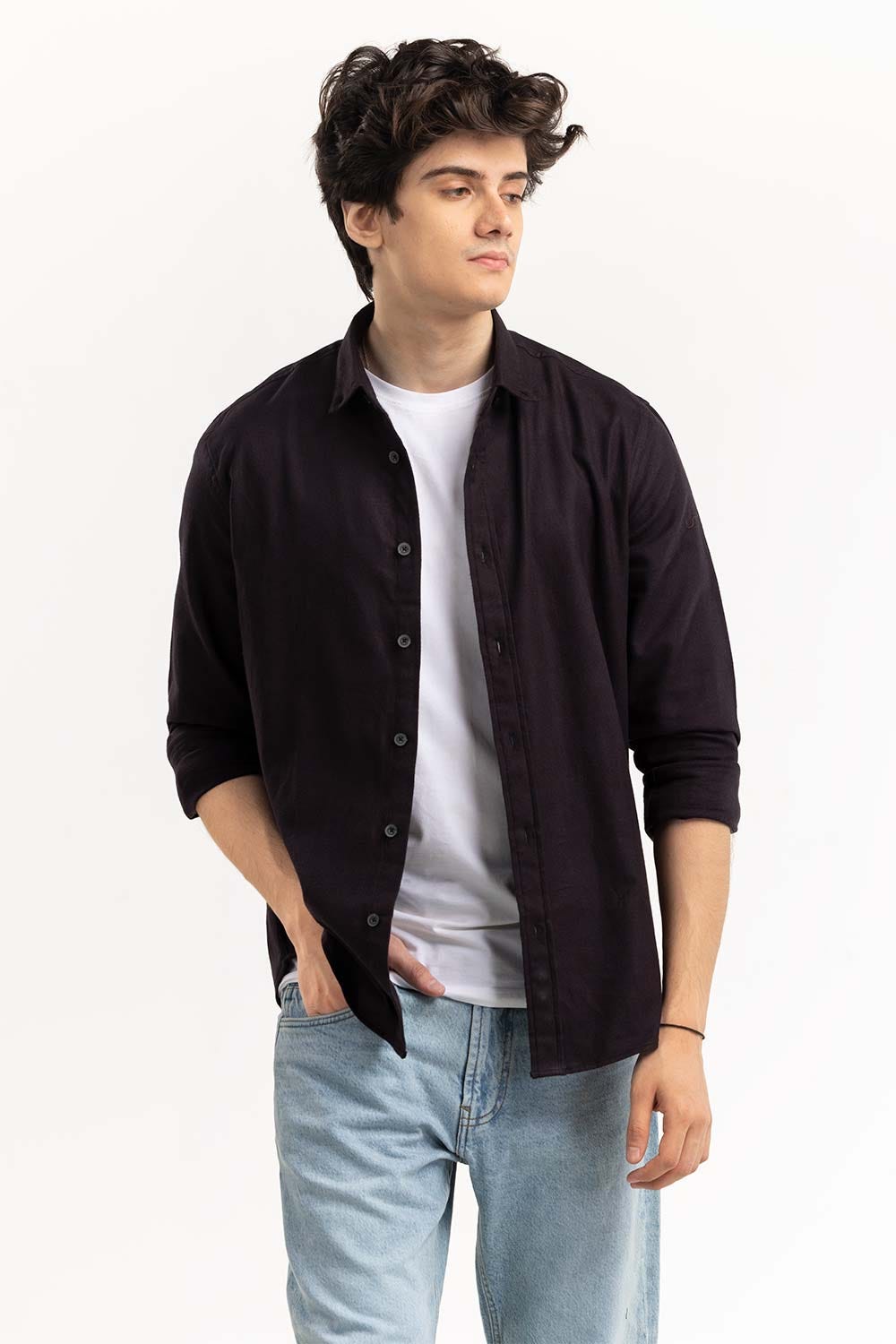 Black Button Down Shirt 224-117-036